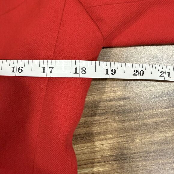 Liz Claiborne 100% Red Wool Double Breasted Blazer Vtg Gold Buttons Women Size 4 - Picture 6 of 7